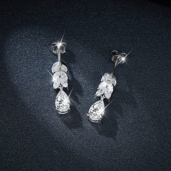 Sterling Silver 925 Fruitful Pear Shaped Diamond Drop Earring - Image 4