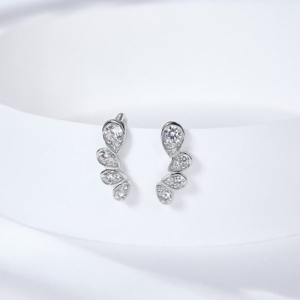 Sterling Silver 925 Pear Shaped Diamond Wings Suspender Earring - Image 2