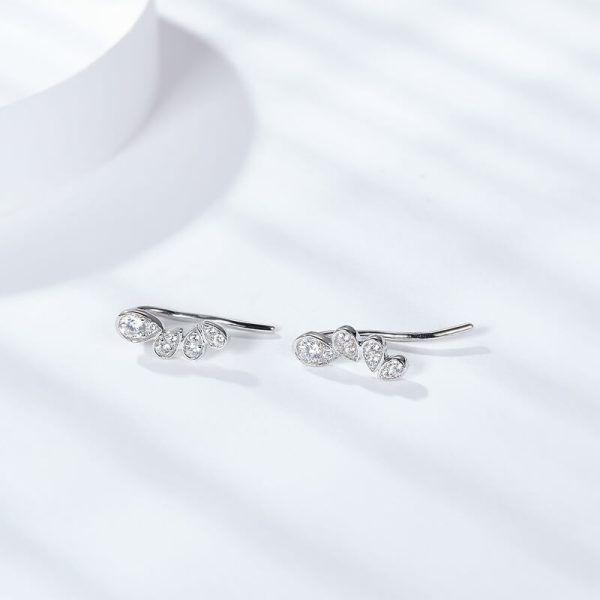 Sterling Silver 925 Pear Shaped Diamond Wings Suspender Earring - Image 3