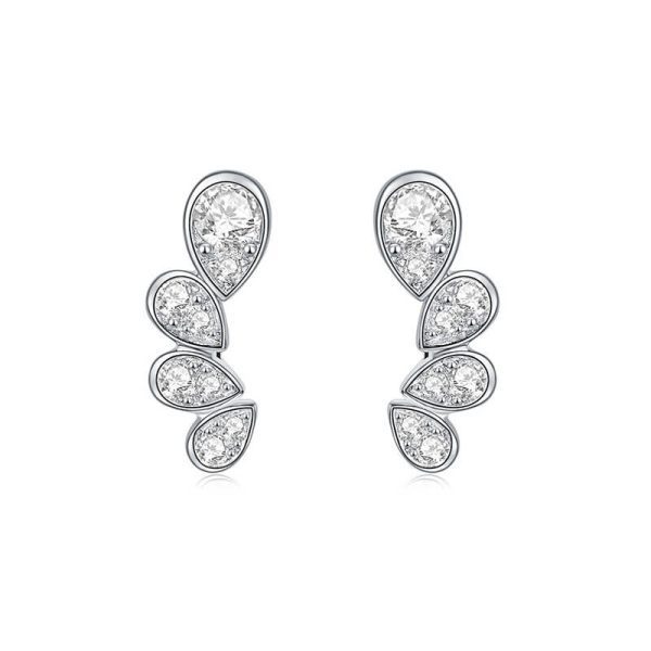 Sterling Silver 925 Pear Shaped Diamond Wings Suspender Earring